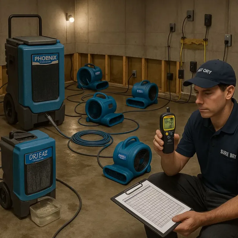 Structural Drying and Dehumidification process in Green Cove Springs, FL